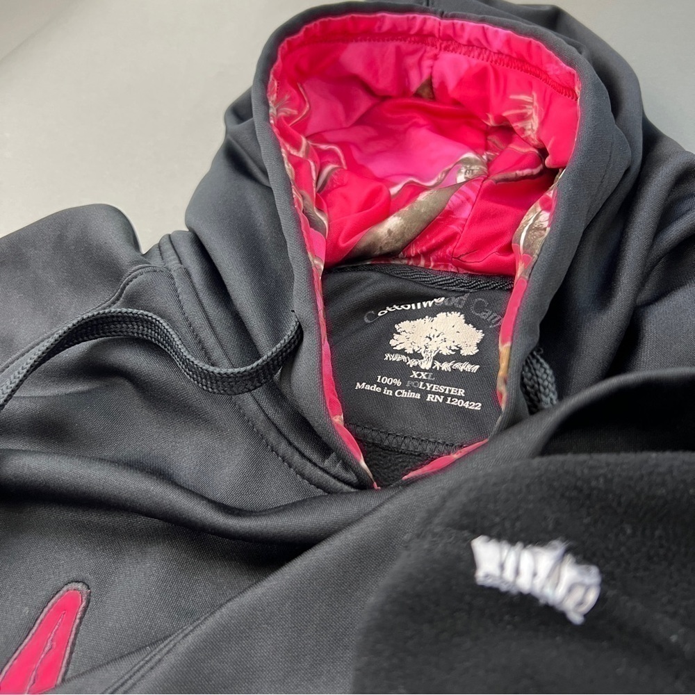 Y2K Real Tree Pink Camo Logo Black Pullover Hoodie - Picture 4 of 7
